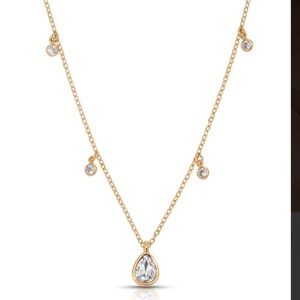 Ettika 14K Gold Plated Gold Necklace with Clear Crystal Drops